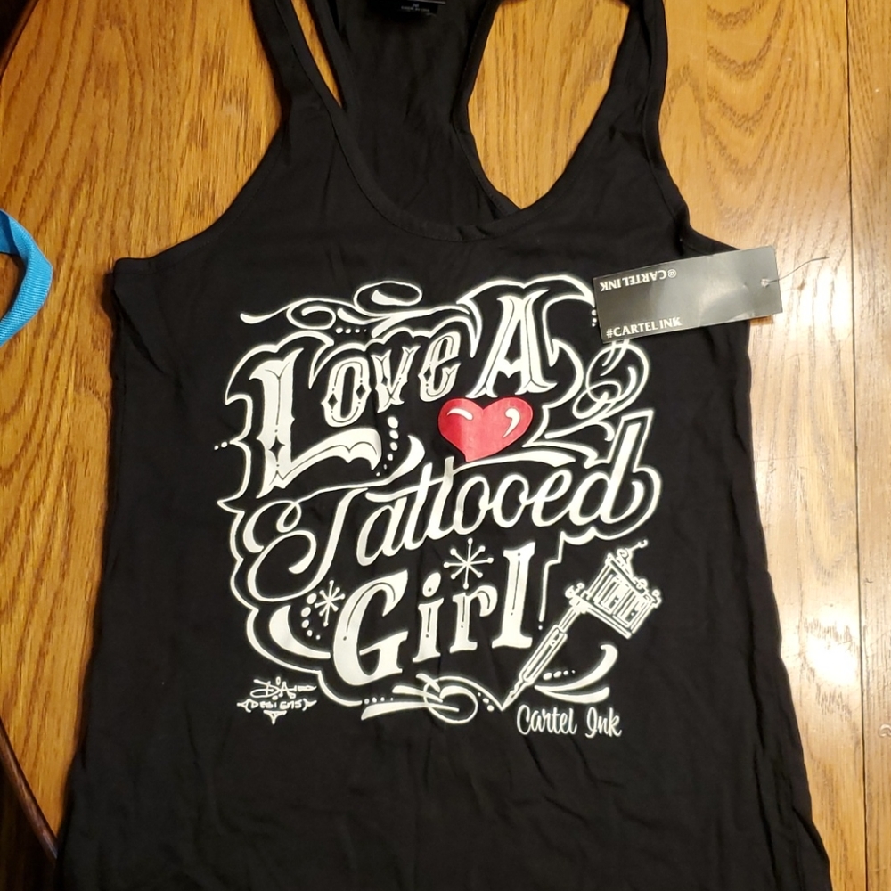 Raceerback black love a tattooed girl tank